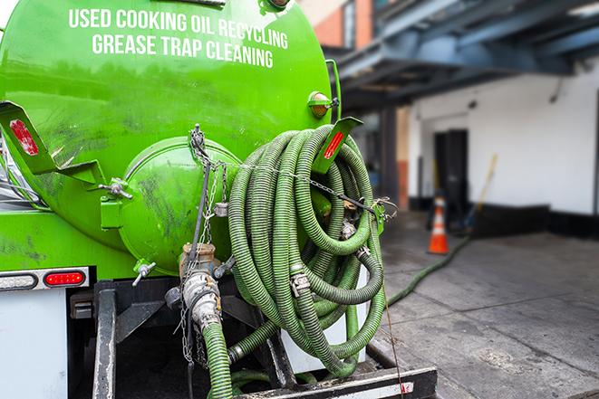 routine pumping of grease trap at a cafeteria in Bridgewater